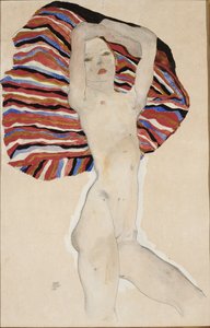 Akt na tle kolorowego materiału, 1911