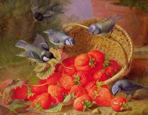 Martwa natura z truskawkami i Bluetits