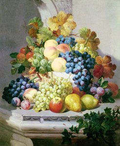 Martwa natura z winogronami i gruszkami