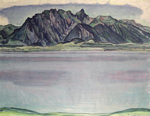 Jezioro Thunersee z górami Stockhorn, 1910