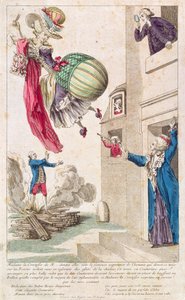 Kreskówki ośmieszające modę i baloniarstwo, ok. 1783-4