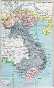Francuski podręcznik szkolny mapa Indochin, 1905