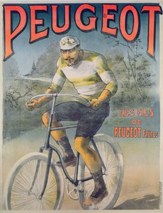 Plakat reklamujący cykle Peugeot (kolorowy grawer)