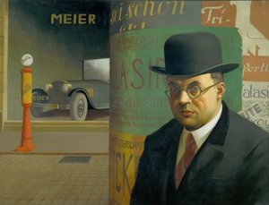 Autoportret przed słupem reklamowym