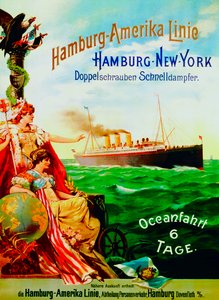 Plakat reklamujący linię Hamburg American Line, 1897