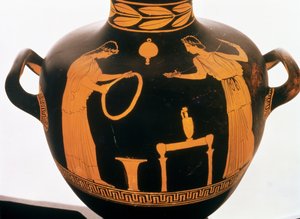 Detal z poddasza Czerwona figura Hydria (ceramika)