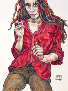 Portret kobiety, wysyłanie symboli