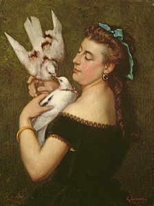Kobieta z gołębiami