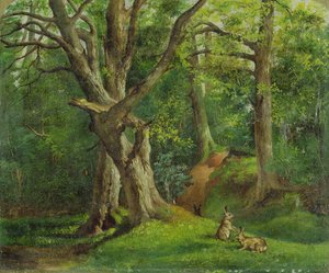 Scena leśna z królikami, 1862