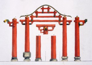Chińskie drewniane elementy architektoniczne, ok. 1820-30s