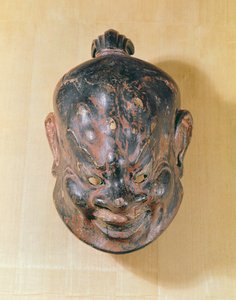 Maska Gigaku, okres Nara (645-794) (drewno polichromowane)