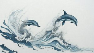 malarstwo tuszem: Delfin_02