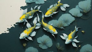 malowanie tuszem: Koi-Karpfish_gold_02