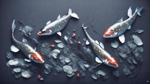 malowanie tuszem: Koi-Karpfish_red_01