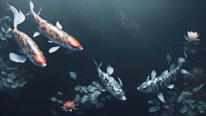 malowanie tuszem: Koi-Karpfish_red+white_01
