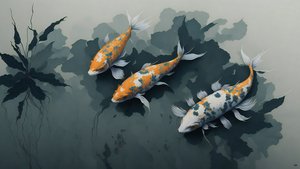 malowanie tuszem: karp Koi fish_02