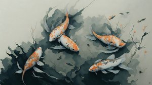 malowanie tuszem: karp Koi fish_03