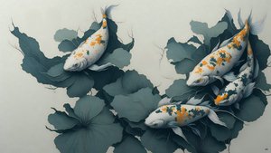 malowanie tuszem: karp Koi fish_04