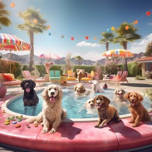 Impreza przy basenie Hunde w Palm Springs 2