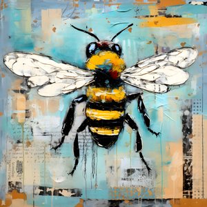 ilustracja pszczoły w technice pastelowego oleju impasto 4