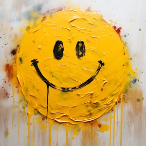 żółta buźka namalowana impasto 4