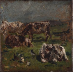 Krowy i kurczęta, ok.1880