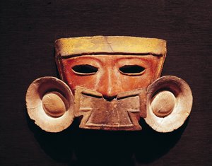 Maska ludzka z Teotihuacan (malowany kamień)