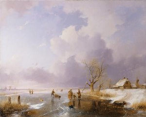 Krajobraz z zamarzniętym kanałem, 1842