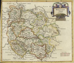 Mapa Hertfordshire (kolorowa grawerunek)