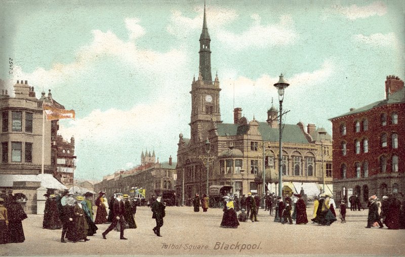 Talbot Square, Blackpool (kolorowe zdjęcie) autorstwa (after) English photographer