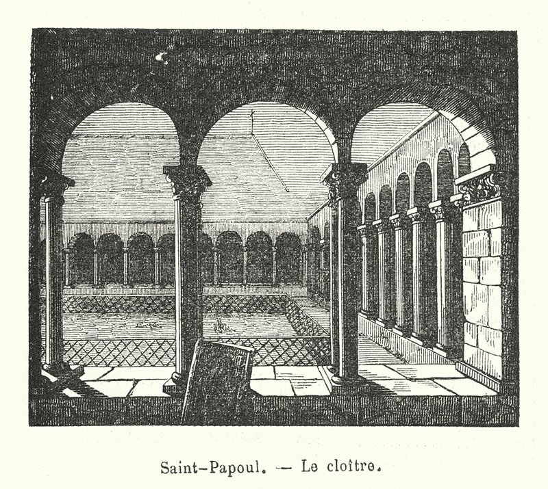 Saint-Papoul, klasztor (rycina) autorstwa (after) French School