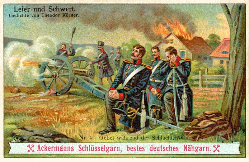 Modlitwa podczas bitwy (chromolitho) autorstwa (after) German School