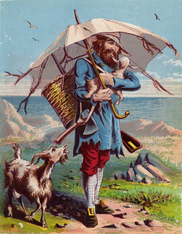 Ilustracja do Robinsona Crusoe autorstwa American School