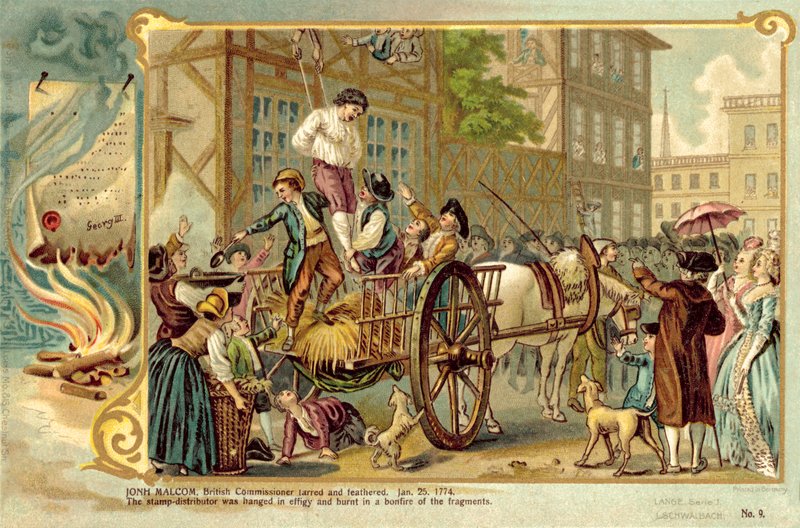 John Malcolm, brytyjski komisarz, smoła i pierzasty, 25 stycznia 1774 autorstwa American School
