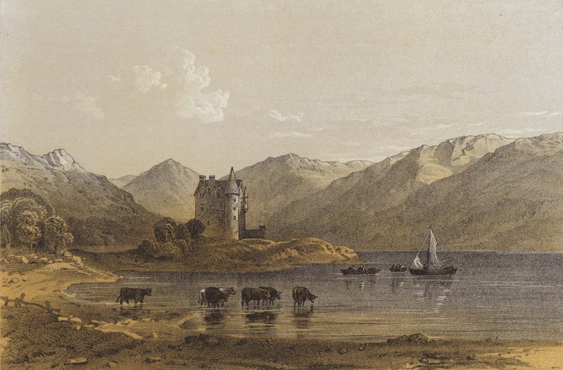 Zamek Dunderave (chromolitho) autorstwa A.V. Copley Fielding