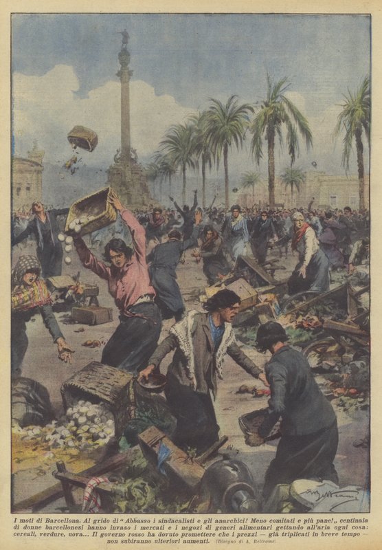 Zamieszki w Barcelonie autorstwa Achille Beltrame