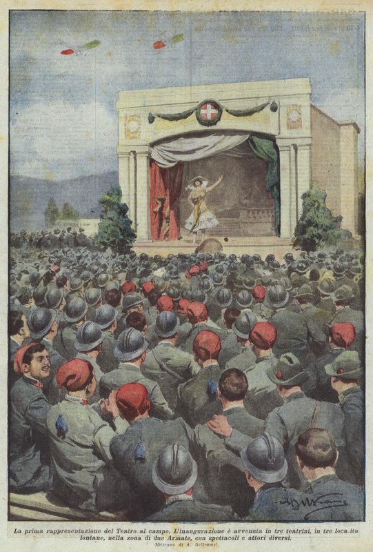 Prawykonanie Teatro al Campo autorstwa Achille Beltrame