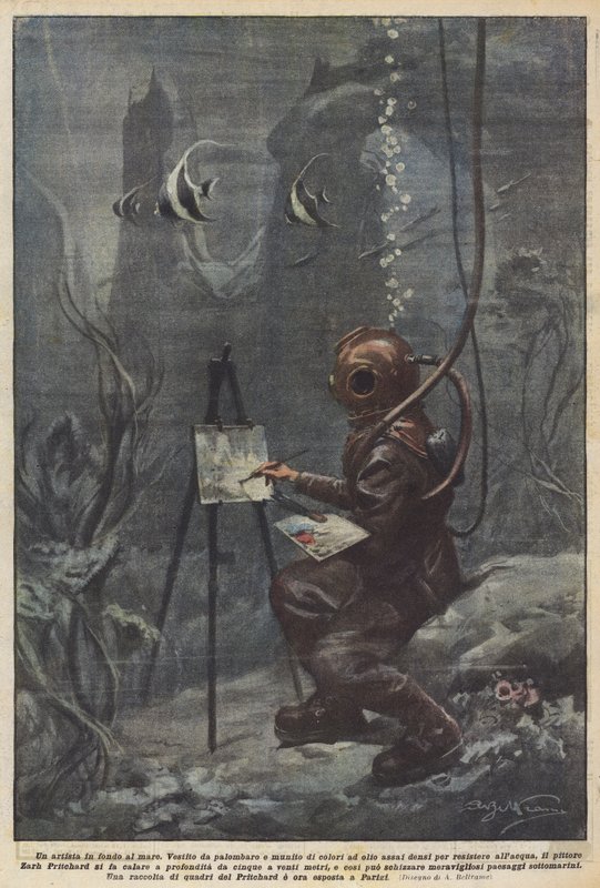 Artysta na dnie morza autorstwa Achille Beltrame
