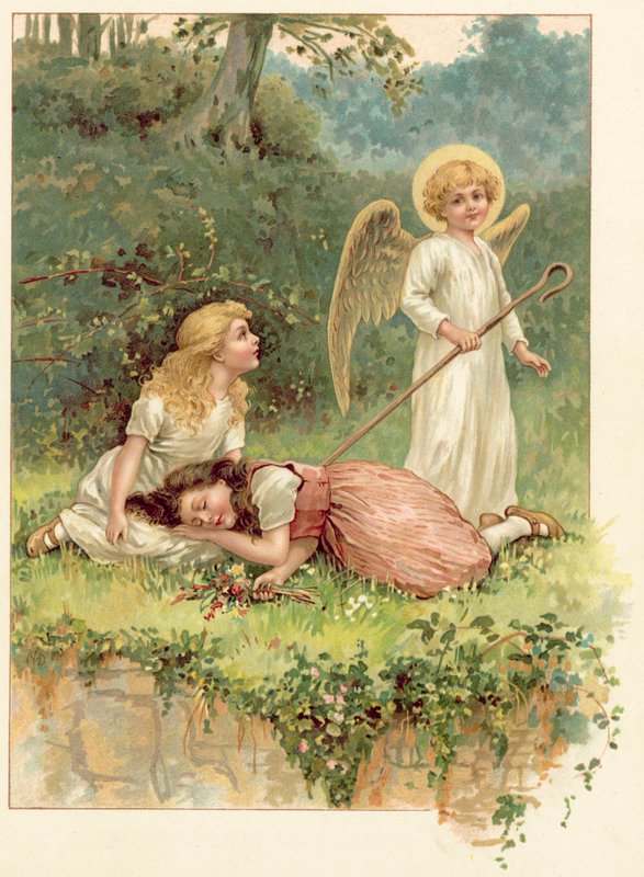 Królewna Śnieżka, Czerwona Róża i Anioł (chromolitho) autorstwa Ada Dennis