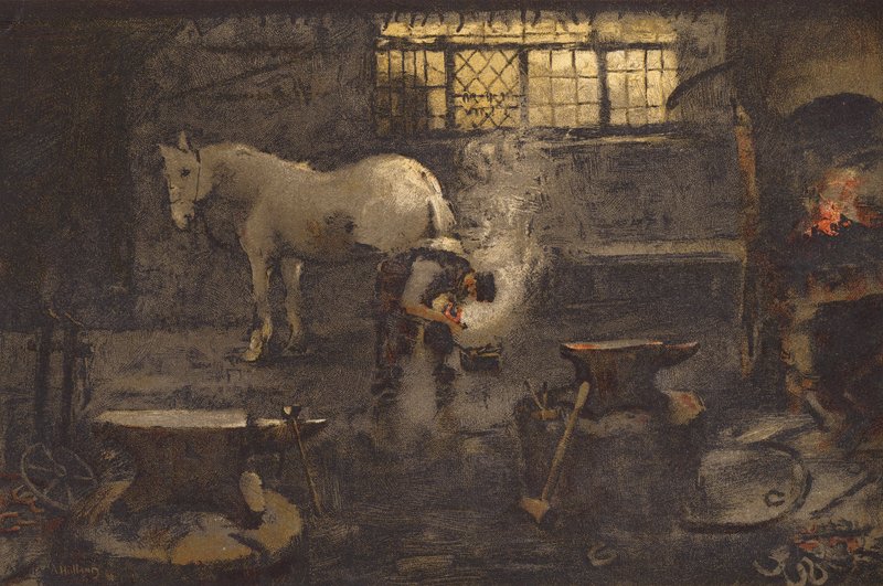 Nasz wiejski kowal (chromolitho) autorstwa Ada Holland