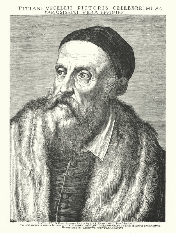 Tycjan, włoski artysta renesansowy (grafika) autorstwa Agostino (after) Carracci