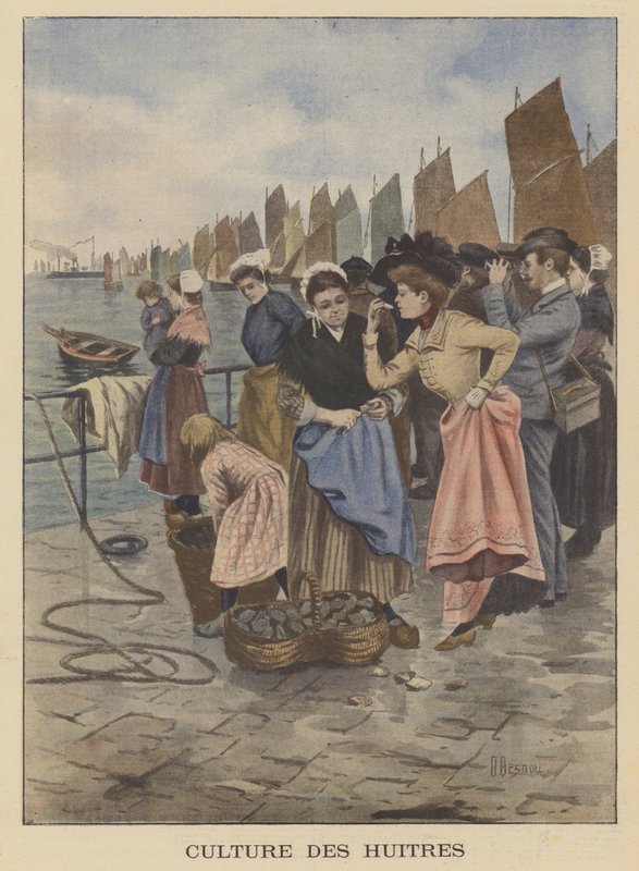 Zbiór ostryg w Cancale, Bretania autorstwa Albert Besnou