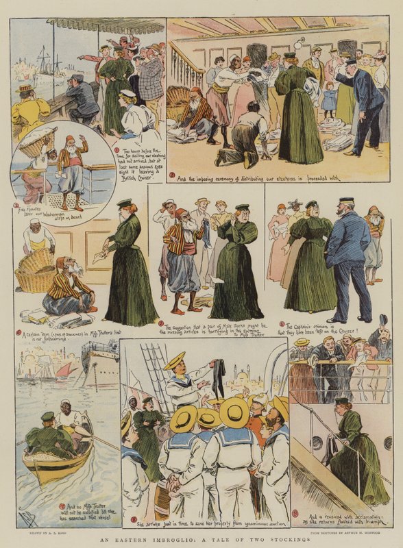 Wschodnie Imbroglio, czyli opowieść o dwóch pończochach (chromolitho) autorstwa Alexander Stuart Boyd