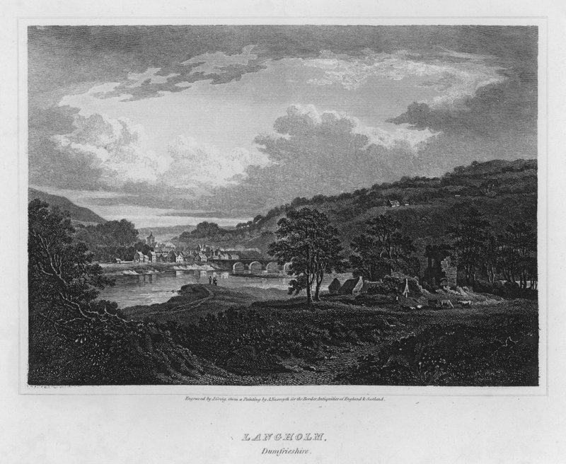 Langholm, Dumfrieshire (grawerowanie) autorstwa Alexander (after) Nasmyth