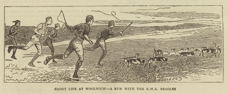 Cadet Life w Woolwich, bieg z RMA Beagle autorstwa Alfred Chantrey Corbould