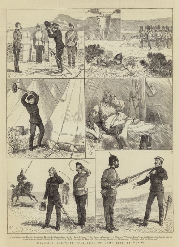 Szkice wojskowe, incydenty z życia obozowego w Upnor autorstwa Alfred Chantrey Corbould