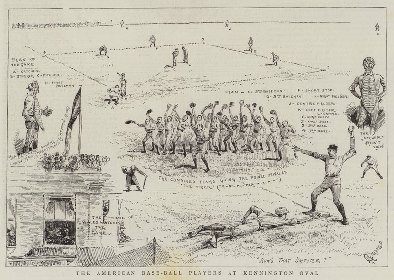 Amerykańscy baseballiści w Kennington Oval autorstwa Alfred Chantrey Corbould