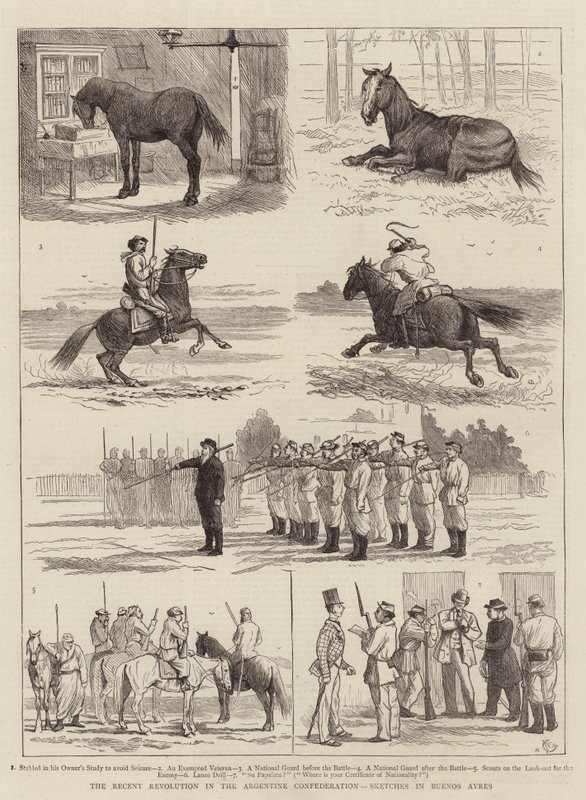 Ostatnia rewolucja w Konfederacji Argentyńskiej, Szkice w Buenos Ayres autorstwa Alfred Chantrey Corbould