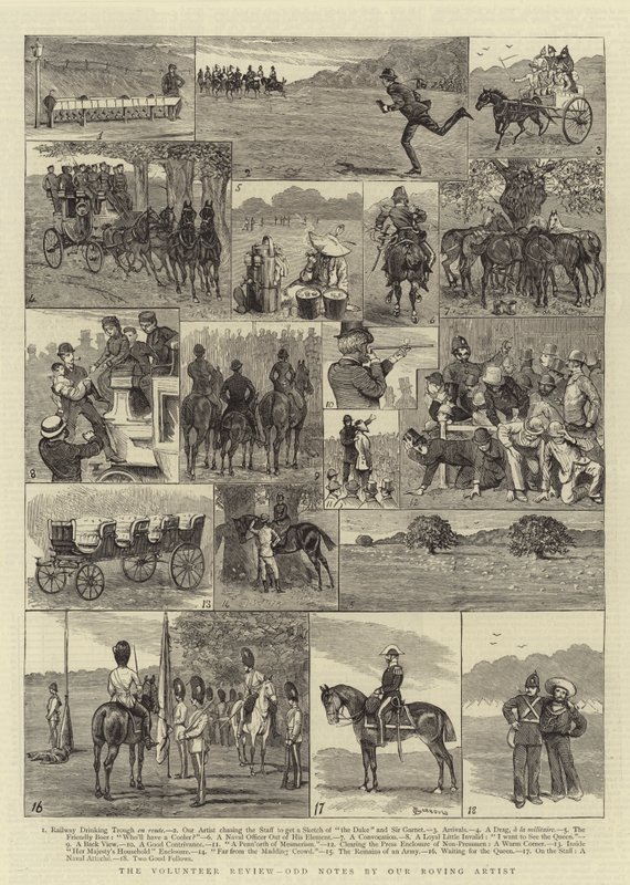 Przegląd wolontariuszy, dziwne notatki naszego wędrującego artysty autorstwa Alfred Chantrey Corbould