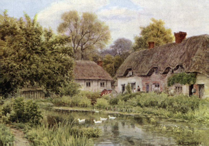 Domki nad jeziorem, niedaleko Salisbury, Wilts autorstwa Alfred Robert Quinton
